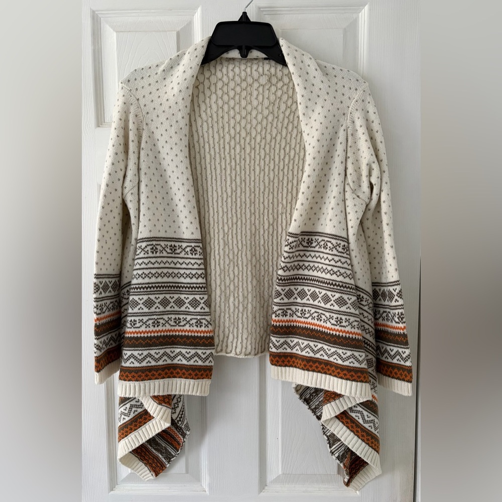 Elegant Cream and Brown Patterned Women's Cardigan